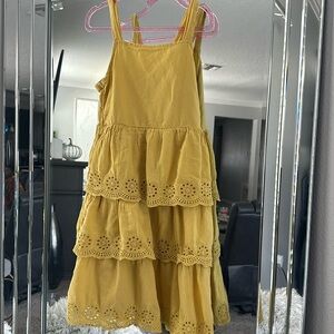 Yellow lace cut dress for girls